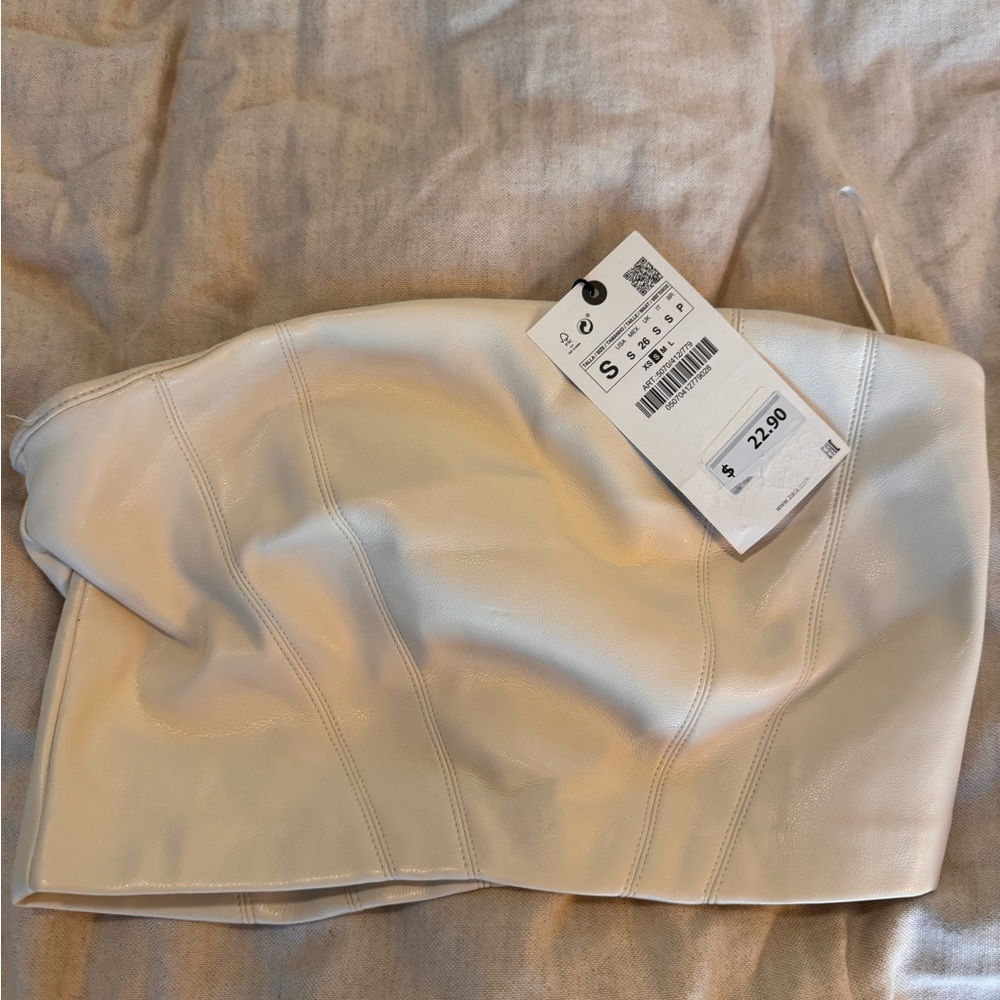 Zara vegan leather crop top : size small